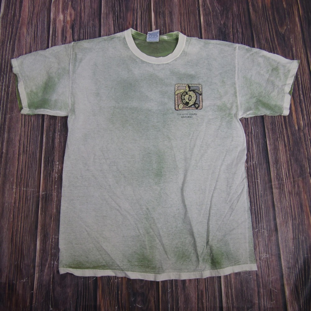 Paradise Island Bahamas Sea Turtle Shirt Mens Large Green Graphic Souvenir Tee